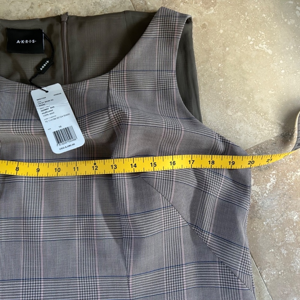 Akris Multicolor Asymmetrical Sleeveless Wool Dress, Size 12 - Picture 9 of 15